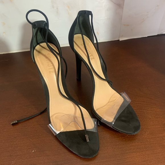 Schultz Jossena Leather & Clear Strap Ankle Wrap Dress Sandals size 8.5 - Picture 3 of 11